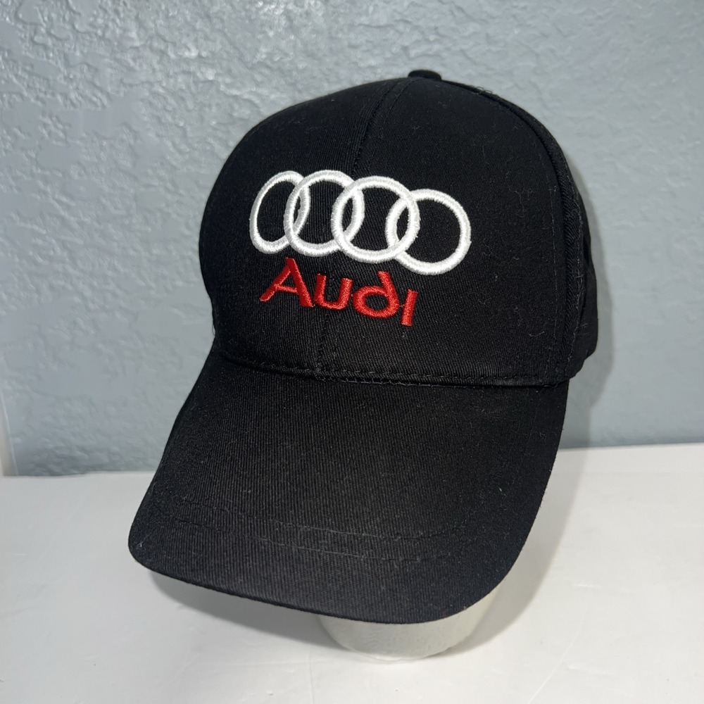 Audi Black Hat Adjustable One Size Fits All Black Cotton Cap